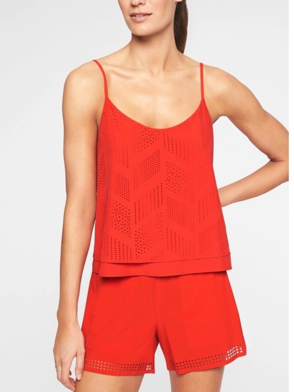 Athleta FWS Perforated Cami in Saffron Red Size Large Like New Condition